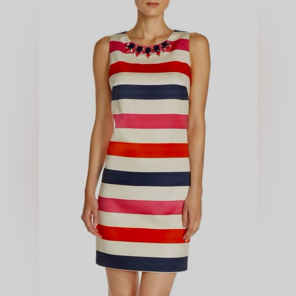 Vince Camuto Multicolor Striped Dress with Embellishments